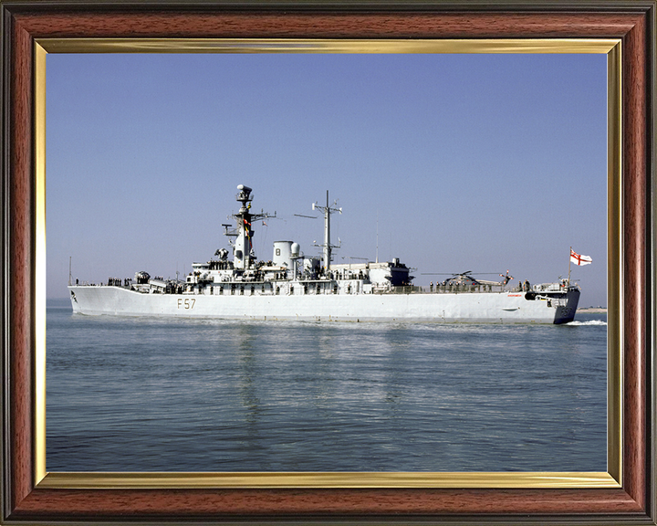HMS Andromeda (F57) Royal Navy Leander Class Frigate Leaving Portsmouth Harbour Photo Print Wall Art Decor Posters, Prints, & Visual Artwork Hampshire Prints 10 x 8 Classic Frame No