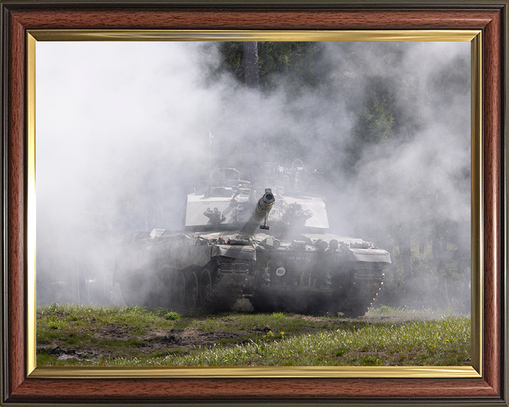 Challenger 2 Main Battle Tank in Smoke Photo Print - British Army Vehicle Hampshire Prints 10 x 8 Classic Frame No