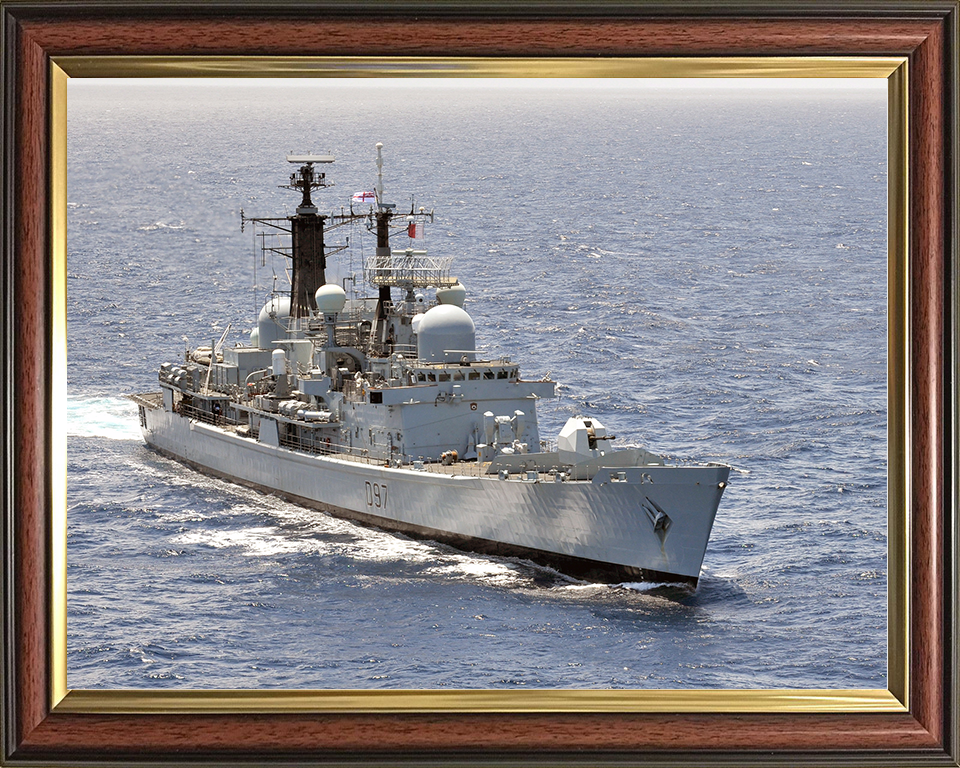 HMS Edinburgh (D97) Royal Navy Type 42 Destroyer High Starboard Bow View Photo Print Wall Art Decor Posters, Prints, & Visual Artwork Hampshire Prints 10 x 8 Classic Frame No