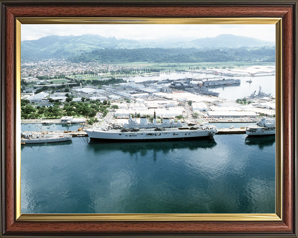 HMS Ark Royal (R07) Royal Navy Invincible Class Aircraft Carrier Subic Bay 1988 Photo Print Wall Art Decor Posters, Prints, & Visual Artwork Hampshire Prints 10 x 8 Classic Frame No