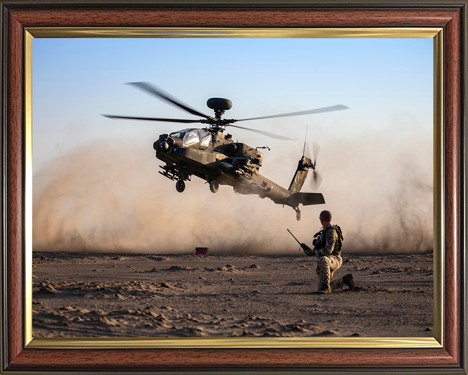 Army Apache Echo Helicopter and JTAC Photo Print - British Army Hampshire Prints 10 x 8 Classic Frame No