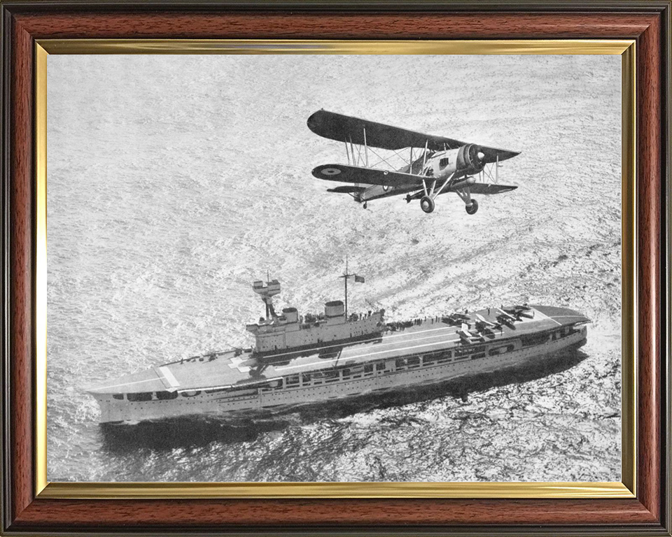 HMS Eagle (1918) Royal Navy Aircraft Carrier With Biplane Photo Print Wall Art Decor Posters, Prints, & Visual Artwork Hampshire Prints 10 x 8 Classic Frame No