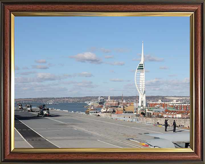 HMS Prince of Wales (R09) Photo Print - Spinnaker Tower - Royal Navy Queen Elizabeth Class Aircraft Carrier Hampshire Prints 10 x 8 Classic Frame No