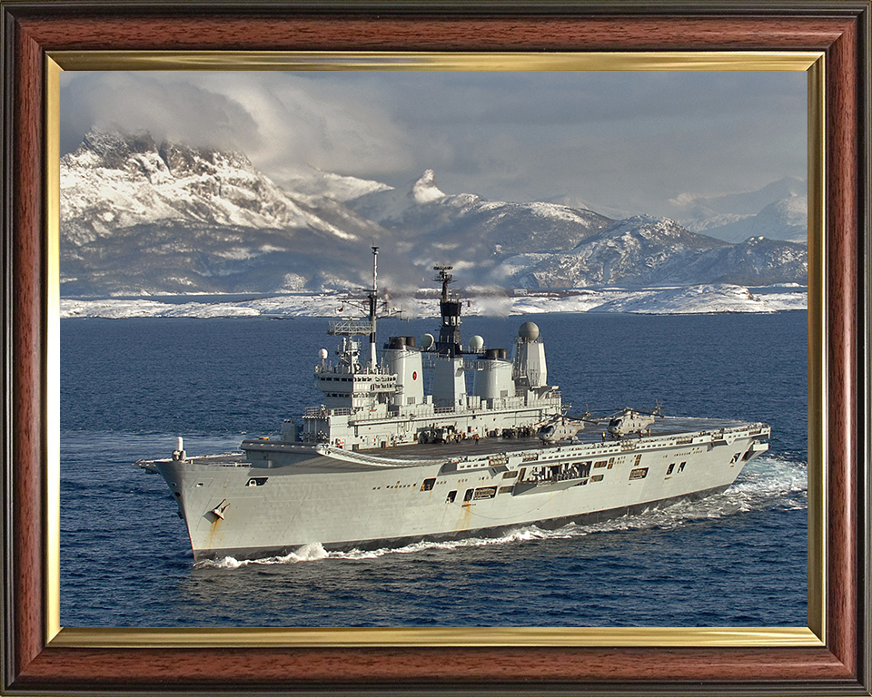 HMS Ark Royal (R07) Photo Print - Norway 2008 - Royal Navy Invincible Class Aircraft Carrier Hampshire Prints 10 x 8 Classic Frame No