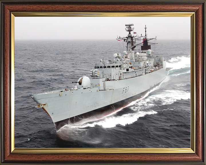 HMS Chatham (F87) Royal Navy Type 22 Frigate Underway Port Bow View Photo Print Wall Art Decor Posters, Prints, & Visual Artwork Hampshire Prints 10 x 8 Classic Frame No
