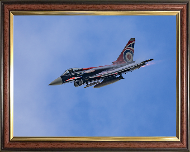 RAF Typhoon Union Jack paintwork in flight Photo Print - Royal Air Force Aircraft Hampshire Prints 10 x 8 Classic Frame No