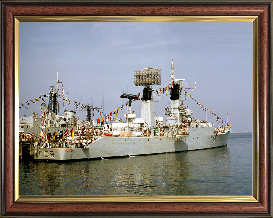 HMS Chichester (F59) Royal Navy Salisbury Class Frigate Dress Ship Photo Print Wall Art Decor Posters, Prints, & Visual Artwork Hampshire Prints 10 x 8 Classic Frame No