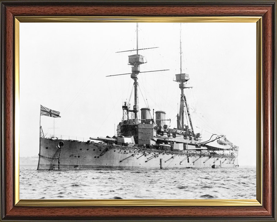 HMS Agamemnon (1906) Royal Navy Lord Nelson Class Battleship Photo Print Port Bow View Warship Wall Art Posters, Prints, & Visual Artwork Hampshire Prints 10 x 8 Classic Frame No