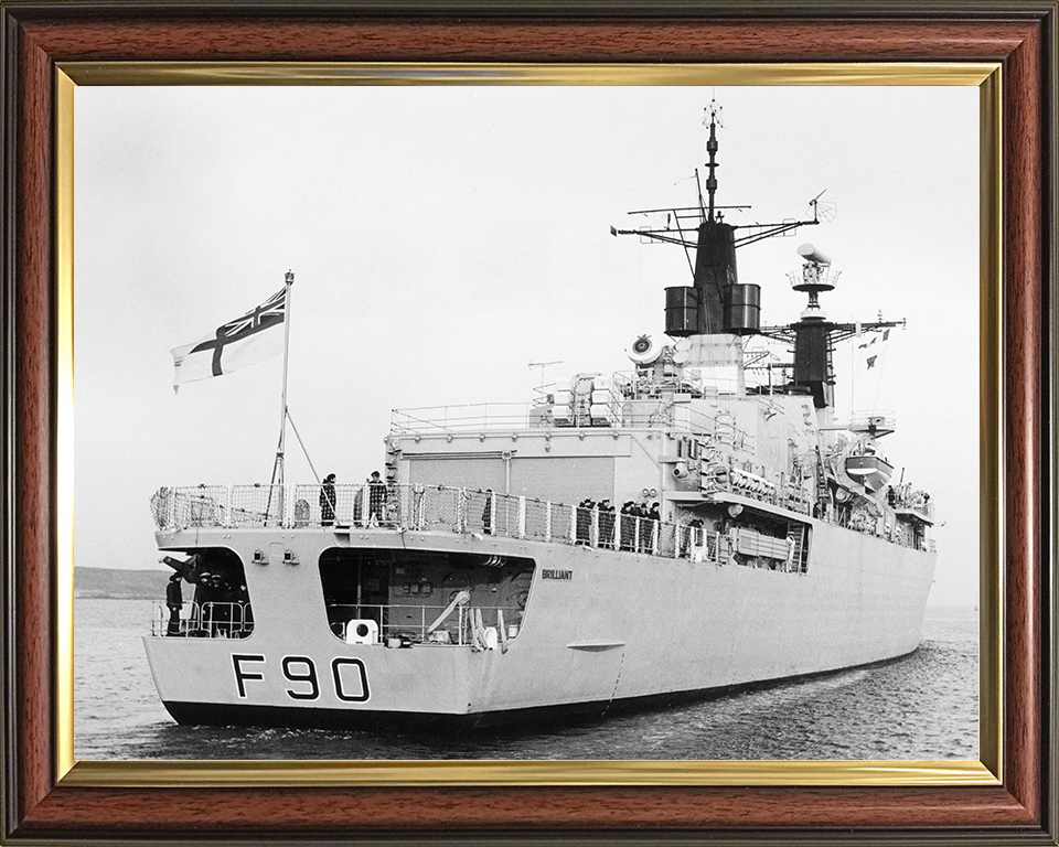 HMS Brilliant (F90) Royal Navy Type 22 Frigate Low Starboard Quarter View Photo Print Wall Art Decor Posters, Prints, & Visual Artwork Hampshire Prints 10 x 8 Classic Frame No