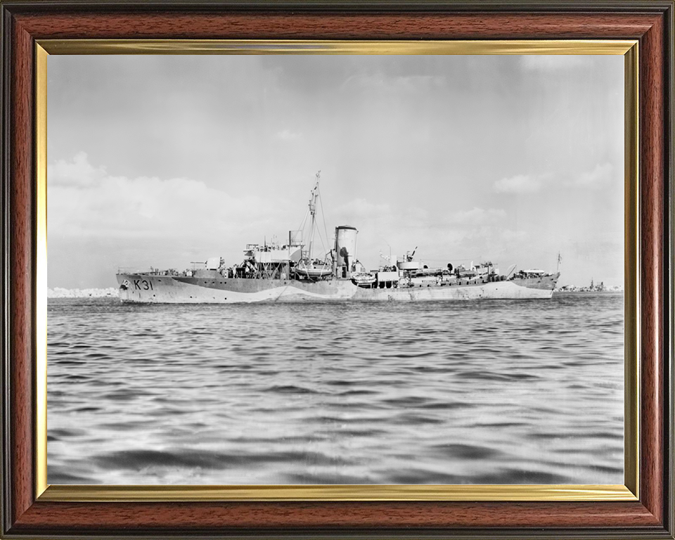 HMS Camellia (K31) Royal Navy Flower Class Corvette Port Beam View Photo Print Wall Art Decor Posters, Prints, & Visual Artwork Hampshire Prints 10 x 8 Classic Frame No