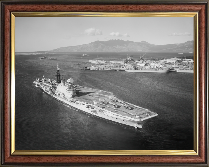 HMS Hermes (R12) Photo Print - Philippines 1961 - Royal Navy Centaur Class Aircraft Carrier Hampshire Prints 10 x 8 Classic Frame No
