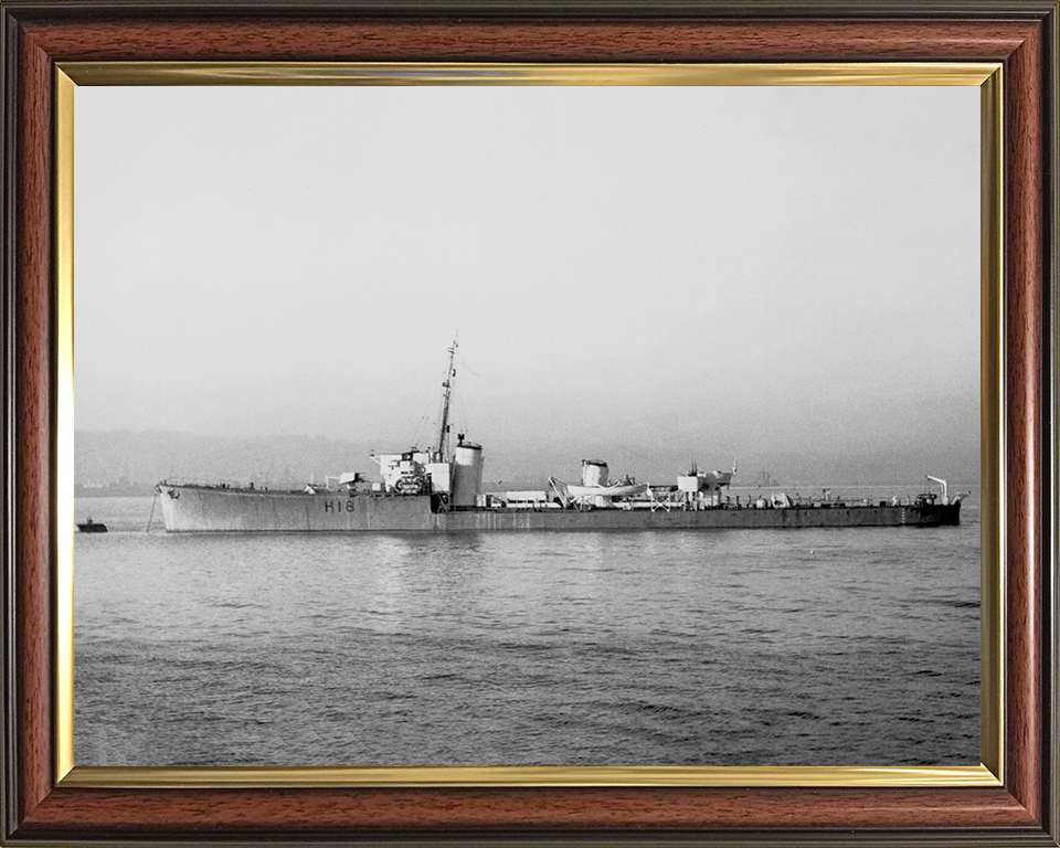 HMS Sabre (H18) Photo Print - At a Buoy 1944 - Royal Navy S Class Destroyer Posters, Prints, & Visual Artwork Hampshire Prints 10 x 8 Classic Frame No