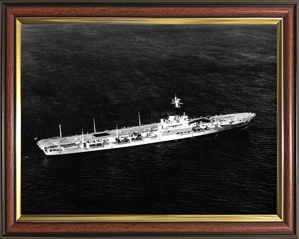 HMS Warrior (R31) Photo Print - At Sea 1957 - Royal Navy Colossus Class Aircraft Carrier Hampshire Prints 10 x 8 Classic Frame No