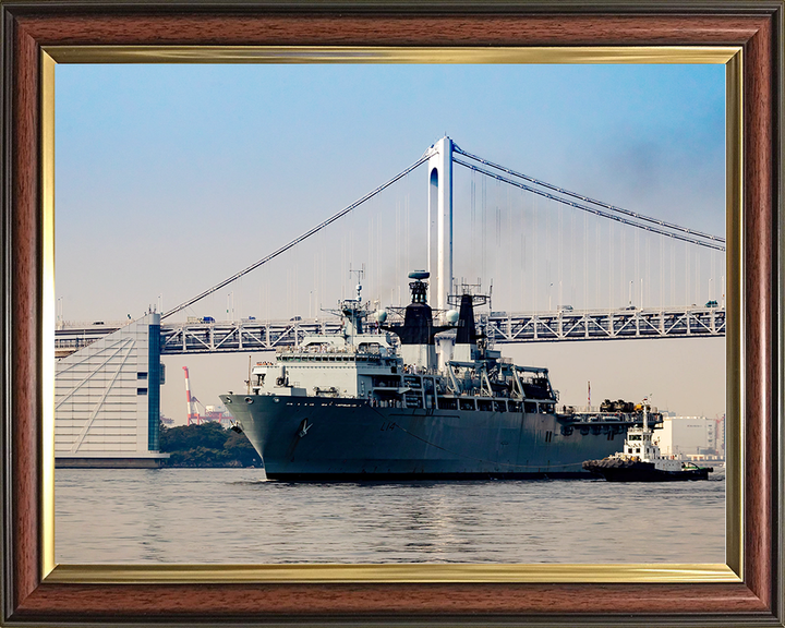HMS Albion (L14) Royal Navy Albion Class Amphibious Ship With Tug Boats Photo Print Wall Art Naval Decor Posters, Prints, & Visual Artwork Hampshire Prints 10 x 8 Classic Frame No