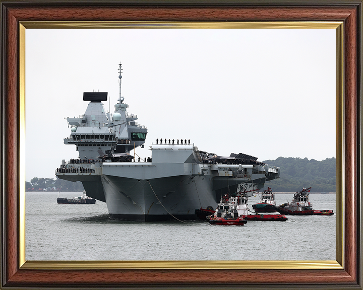 HMS Prince of Wales (R09) Photo Print - Enters Singapore 2025 - Royal Navy Queen Elizabeth Class Aircraft Carrier Hampshire Prints 10 x 8 Classic Frame No