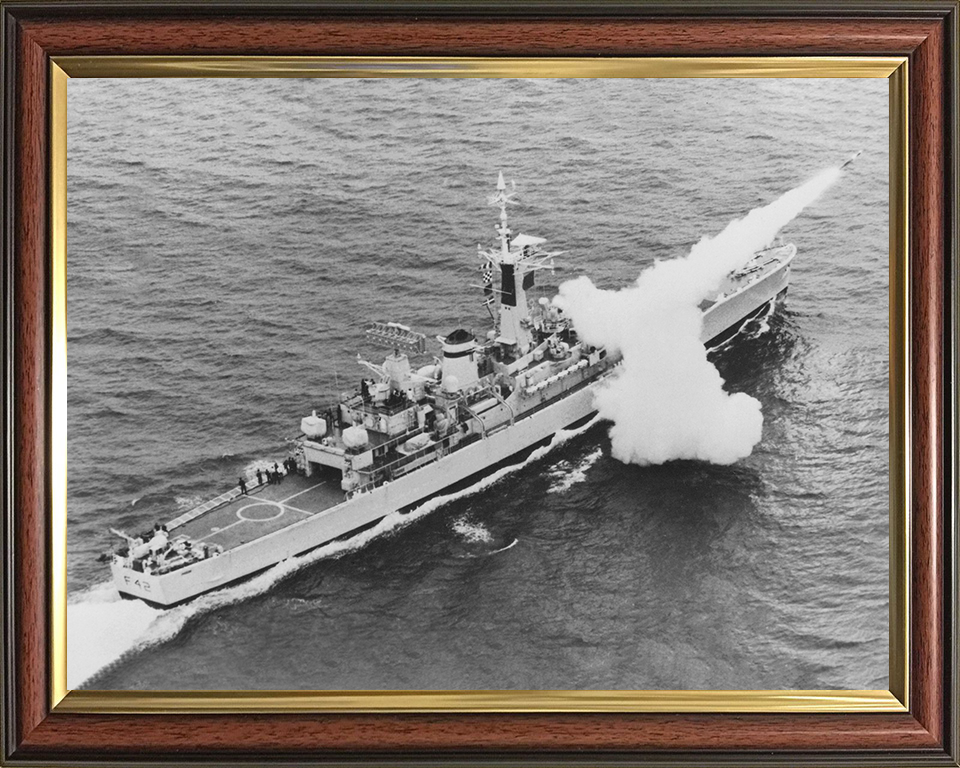 HMS Phoebe (F42) Photo Print - Firing - Royal Navy Leander Class Frigate Hampshire Prints 10 x 8 Classic Frame No