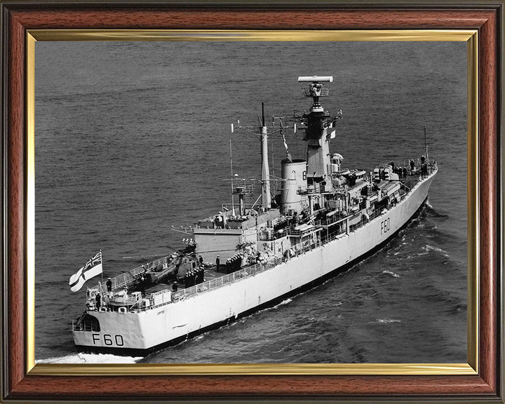 HMS Jupiter (F60) Photo Print - Starboard Quarter View - Royal Navy Leander Class Frigate Hampshire Prints 10 x 8 Classic Frame No