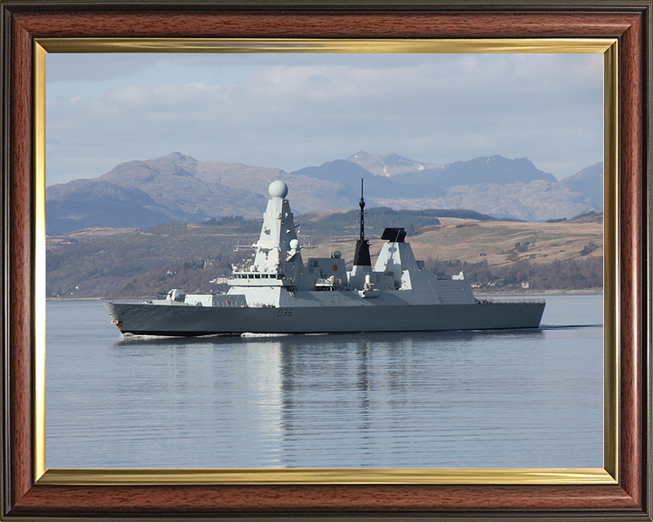 HMS Defender (D36) Royal Navy Type 45 Destroyer Port Side Reflections Photo Print Wall Art Decor Posters, Prints, & Visual Artwork Hampshire Prints 10 x 8 Classic Frame No