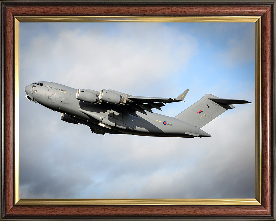 RAF C-17 Globemaster III After Takeoff 2013 Photo Print - Royal Air Force Aircraft Posters, Prints, & Visual Artwork Hampshire Prints 10 x 8 Classic Frame No