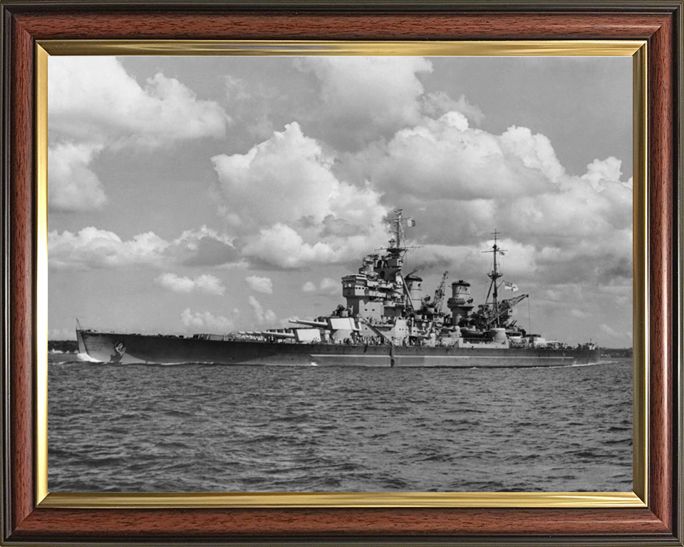 HMS Howe (32) Photo Print - Auckland 1945 - Royal Navy King George V Class Battleship Hampshire Prints 10 x 8 Classic Frame No