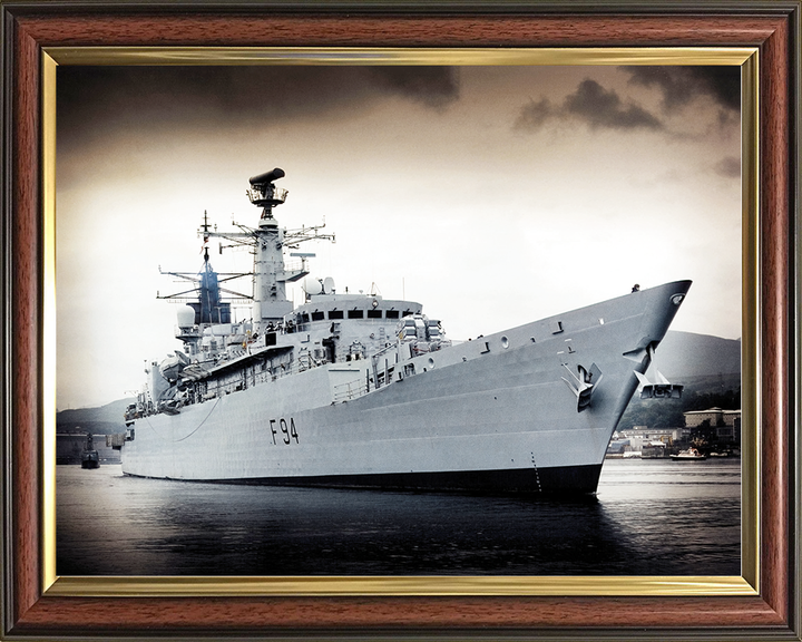 HMS Brave (F94) Royal Navy Type 22 Frigate Low Starboard Bow View Photo Print Wall Art Decor Posters, Prints, & Visual Artwork Hampshire Prints 10 x 8 Classic Frame No