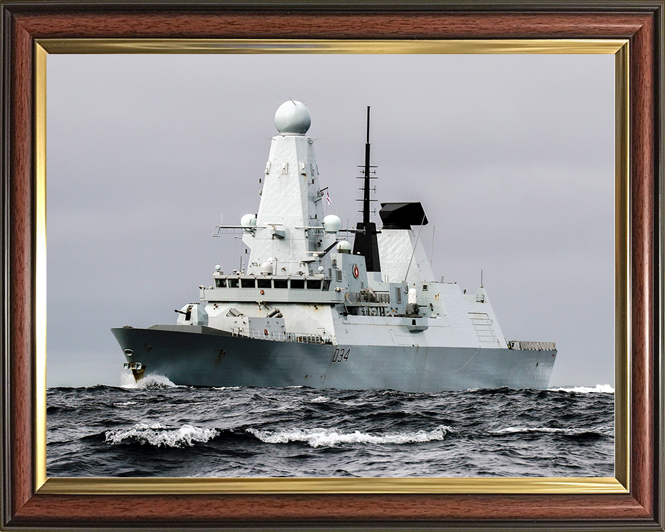 HMS Diamond (D34) Royal Navy Type 45 Destroyer Low Port Bow View Photo Print Wall Art Decor Posters, Prints, & Visual Artwork Hampshire Prints 10 x 8 Classic Frame No
