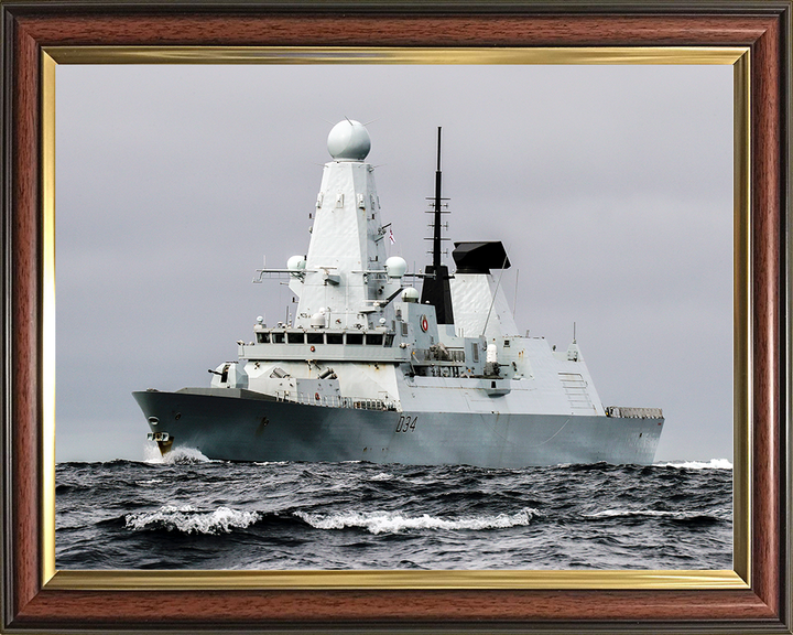 HMS Diamond (D34) Royal Navy Type 45 Destroyer Low Port Bow View Photo Print Wall Art Decor Posters, Prints, & Visual Artwork Hampshire Prints 10 x 8 Classic Frame No