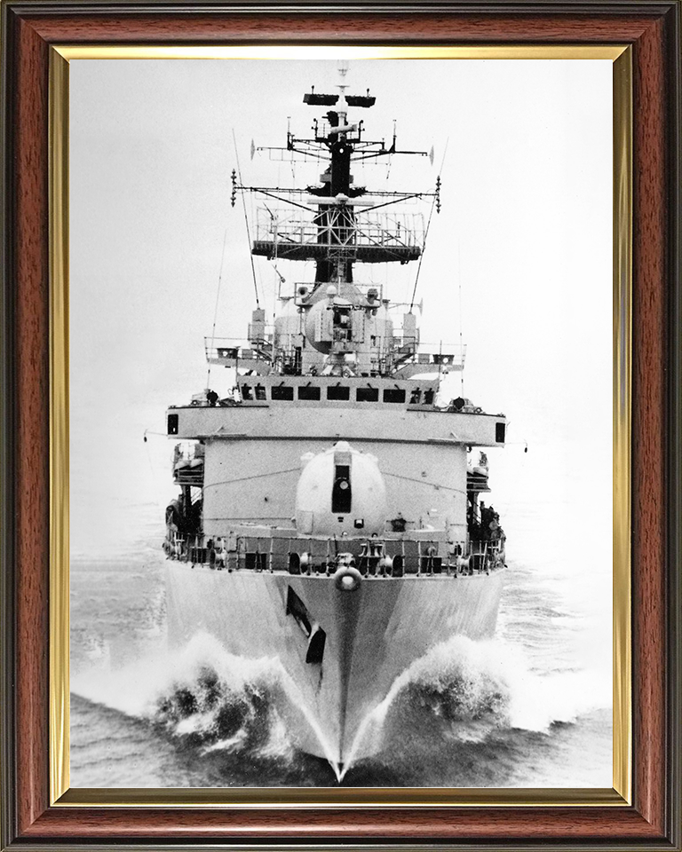 HMS Cardiff (D108) Royal Navy Type 42 Destroyer Bow View Black and White Photo Print Wall Art Decor Posters, Prints, & Visual Artwork Hampshire Prints 10 x 8 Classic Frame No