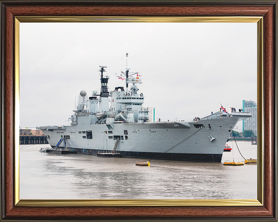 HMS Ark Royal (R07) Royal Navy Invincible Class Aircraft Carrier At A Buoy Photo Print Wall Art Decor Posters, Prints, & Visual Artwork Hampshire Prints 10 x 8 Classic Frame No