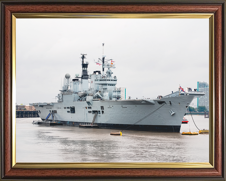 HMS Ark Royal (R07) Royal Navy Invincible Class Aircraft Carrier At A Buoy Photo Print Wall Art Decor Posters, Prints, & Visual Artwork Hampshire Prints 10 x 8 Classic Frame No