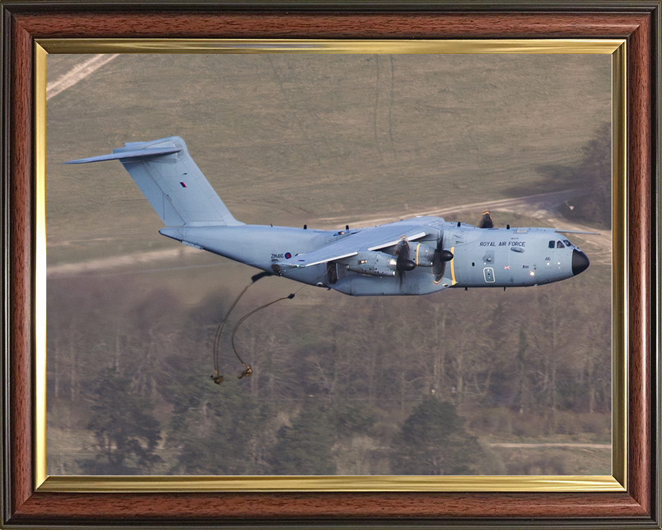 RAF A400M Atlas Dropping Parachute Regiment Soldiers Photo Print Royal Air Force Aircraft Wall Art Posters, Prints, & Visual Artwork Hampshire Prints 10 x 8 Classic Frame No