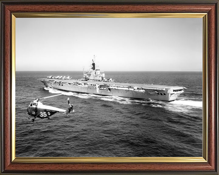HMS Centaur (R06) Royal Navy Centaur Class Carrier With Helicopter Photo Print Wall Art Decor Posters, Prints, & Visual Artwork Hampshire Prints 10 x 8 Classic Frame No