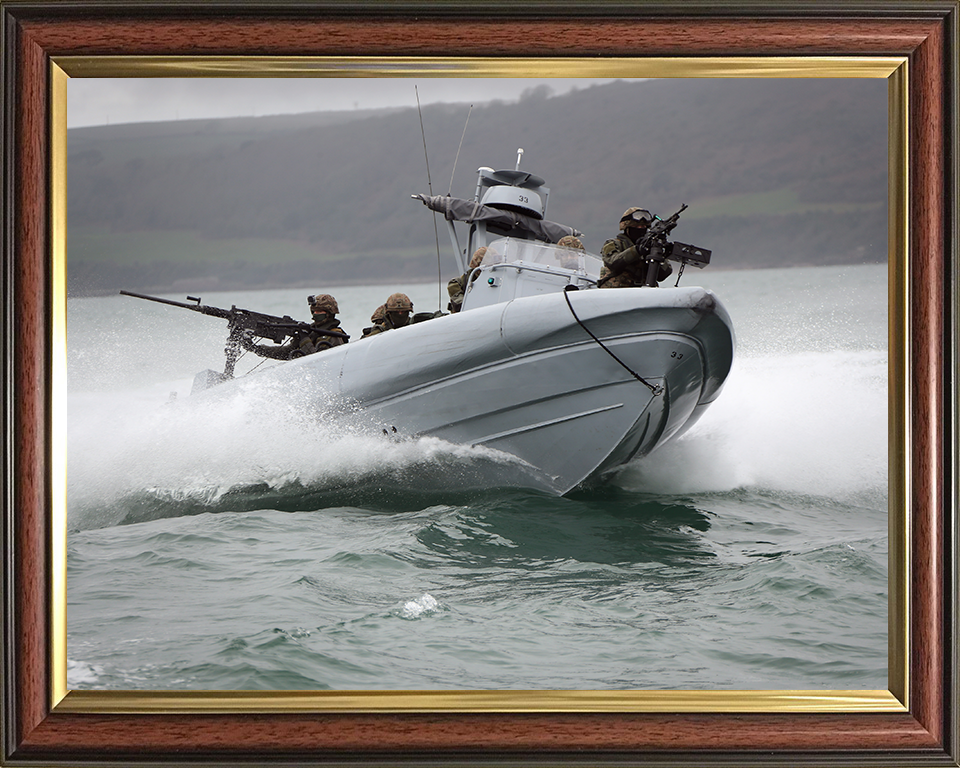 Royal Marines on a Commando Raiding Craft (CRC) Photo Print - 47 Commando Hampshire Prints 10 x 8 Classic Frame No