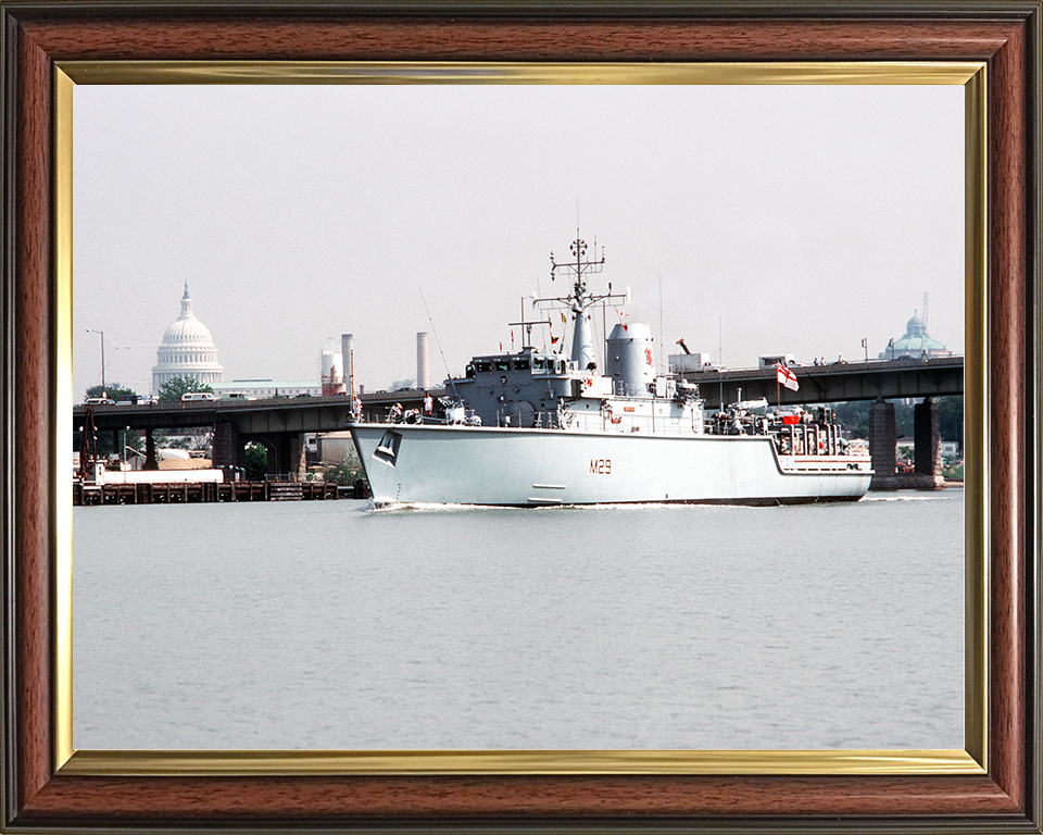 HMS Brecon (M29) Royal Navy Hunt Class Mine Warfare Vessel Washington DC Photo Print Wall Art Decor Posters, Prints, & Visual Artwork Hampshire Prints 10 x 8 Classic Frame No