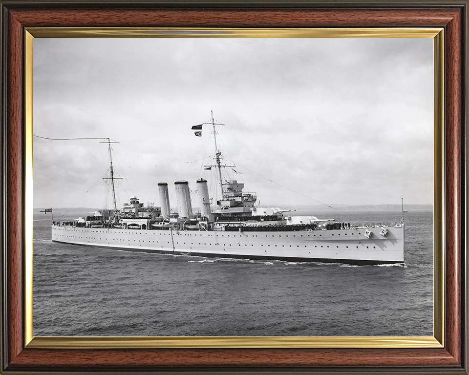 HMS Cornwall (56) Royal Navy County Class Heavy Cruiser Starboard View Photo Print Wall Art Decor Posters, Prints, & Visual Artwork Hampshire Prints 10 x 8 Classic Frame No