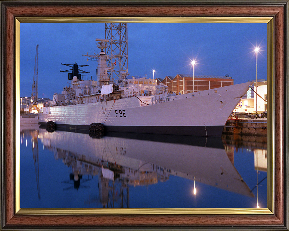 HMS Boxer (F92) Photo Print - Alongside at Dusk 1998 - Royal Navy Type 22 Frigate Posters, Prints, & Visual Artwork Hampshire Prints 10 x 8 Classic Frame No