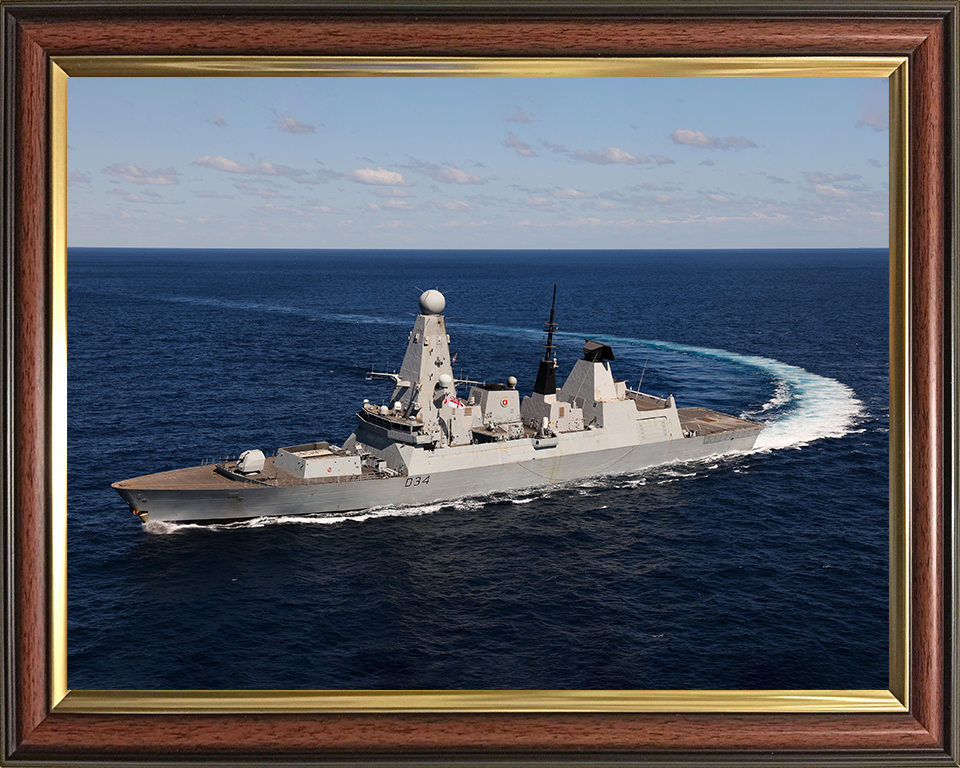 HMS Diamond (D34) Photo Print - Hard Turn - Royal Navy Type 45 Destroyer Hampshire Prints 10 x 8 Classic Frame No