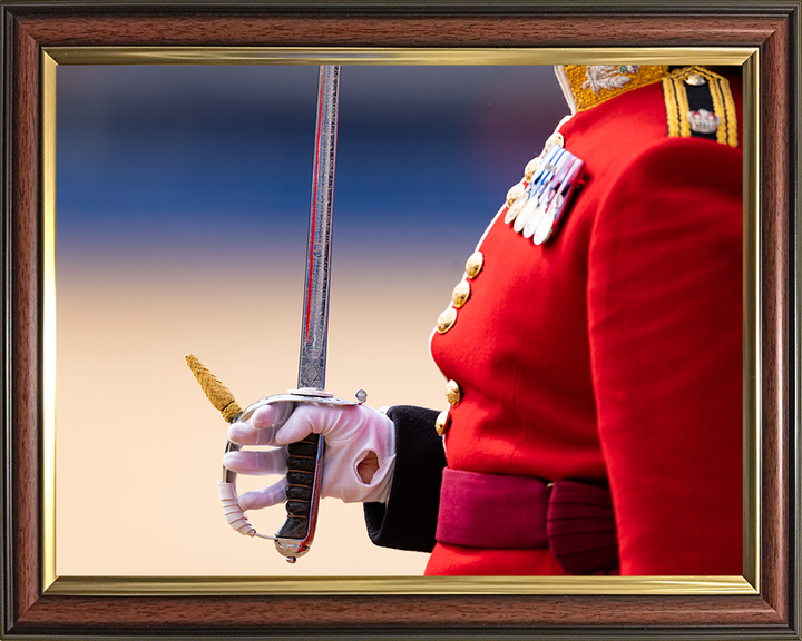 Scots Guards Officer holding a sword Photo Print - British Army Hampshire Prints 10 x 8 Classic Frame No
