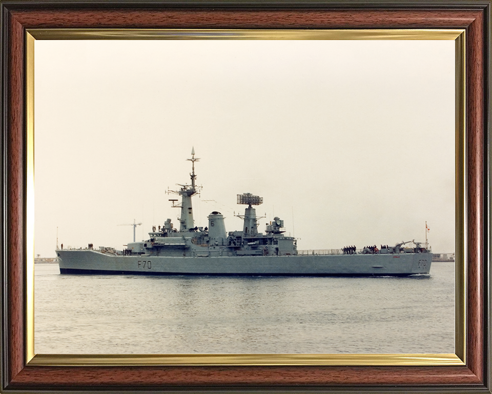 HMS Apollo (F70) Royal Navy Leander Class Frigate Leaving Harbour Photo Print Wall Art Decor Posters, Prints, & Visual Artwork Hampshire Prints 10 x 8 Classic Frame No