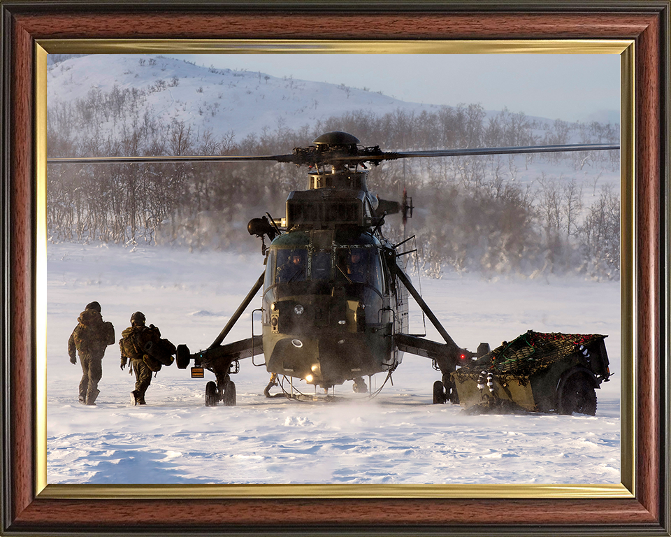 Sea King Mk4 Helicopter on the Ground in Norway 2012 Photo Print - Royal Navy Aircraft Posters, Prints, & Visual Artwork Hampshire Prints 10 x 8 Classic Frame No