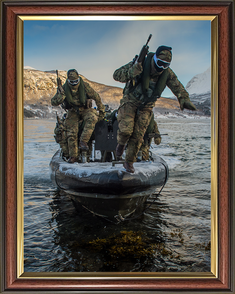 Royal Marines Commandos During a cold weather beach Landing exercise Photo Print Hampshire Prints 10 x 8 Classic Frame No