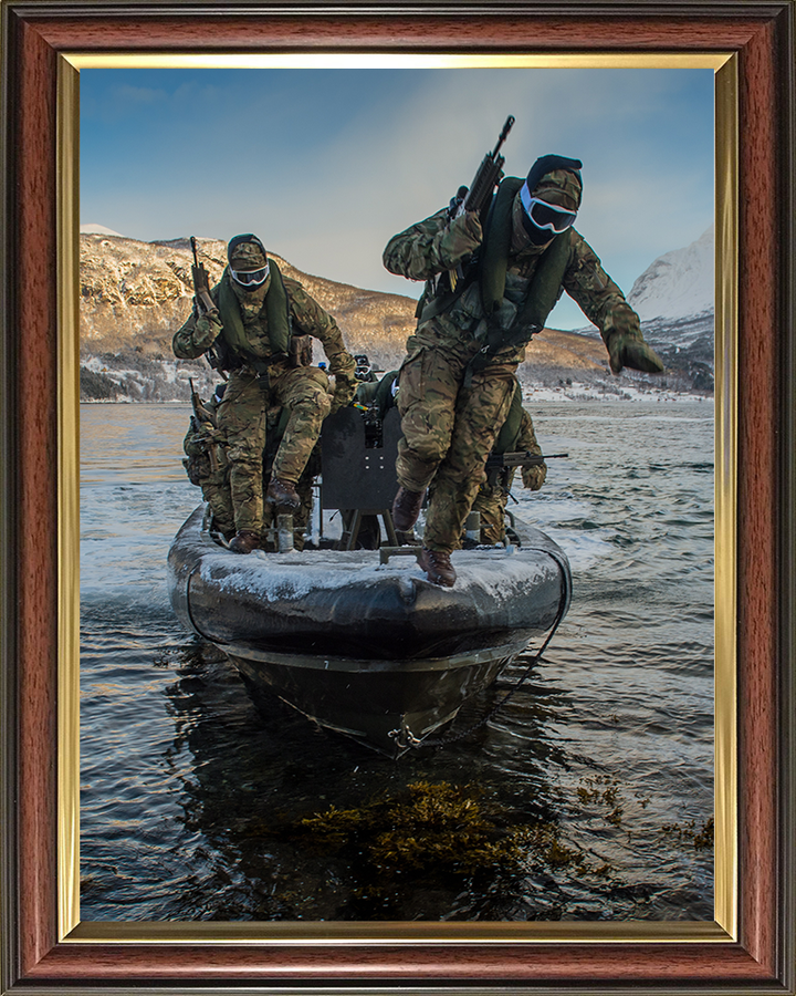 Royal Marines Commandos During a cold weather beach Landing exercise Photo Print Hampshire Prints 10 x 8 Classic Frame No