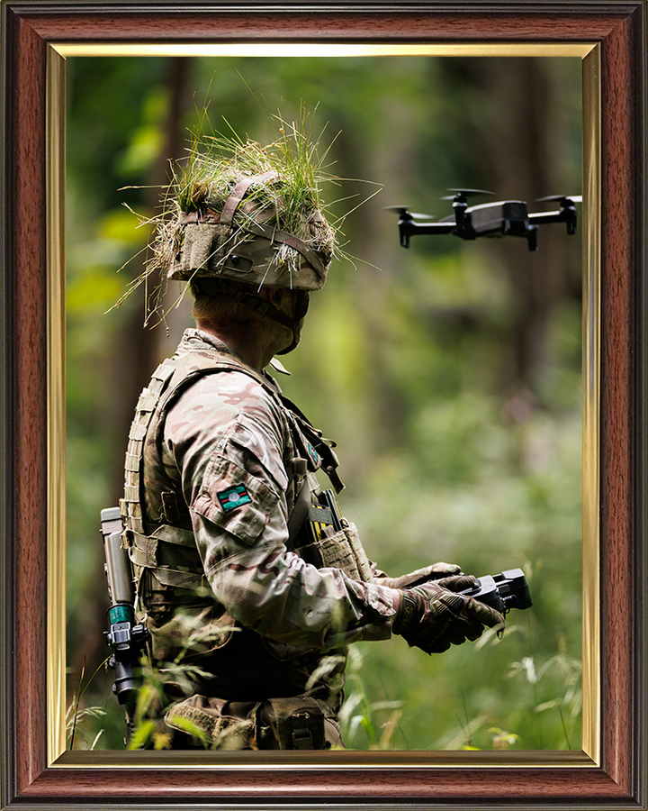 Soldier Flies an Anafi camera drone Photo Print - British Army Hampshire Prints 10 x 8 Classic Frame No