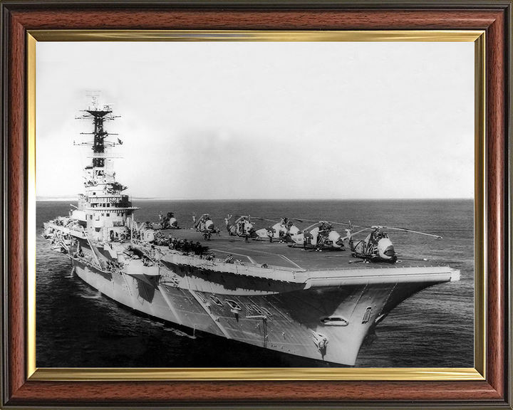 HMS Bulwark (R08) Royal Navy Centaur Class Fleet Carrier Starboard Bow View Photo Print Wall Art Decor Posters, Prints, & Visual Artwork Hampshire Prints 10 x 8 Classic Frame No