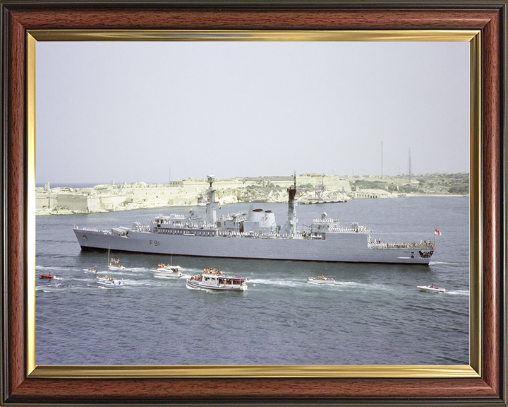 HMS Brazen (F91) Royal Navy Type 22 Frigate Leaving Valletta Malta Photo Print Wall Art Decor Posters, Prints, & Visual Artwork Hampshire Prints 10 x 8 Classic Frame No