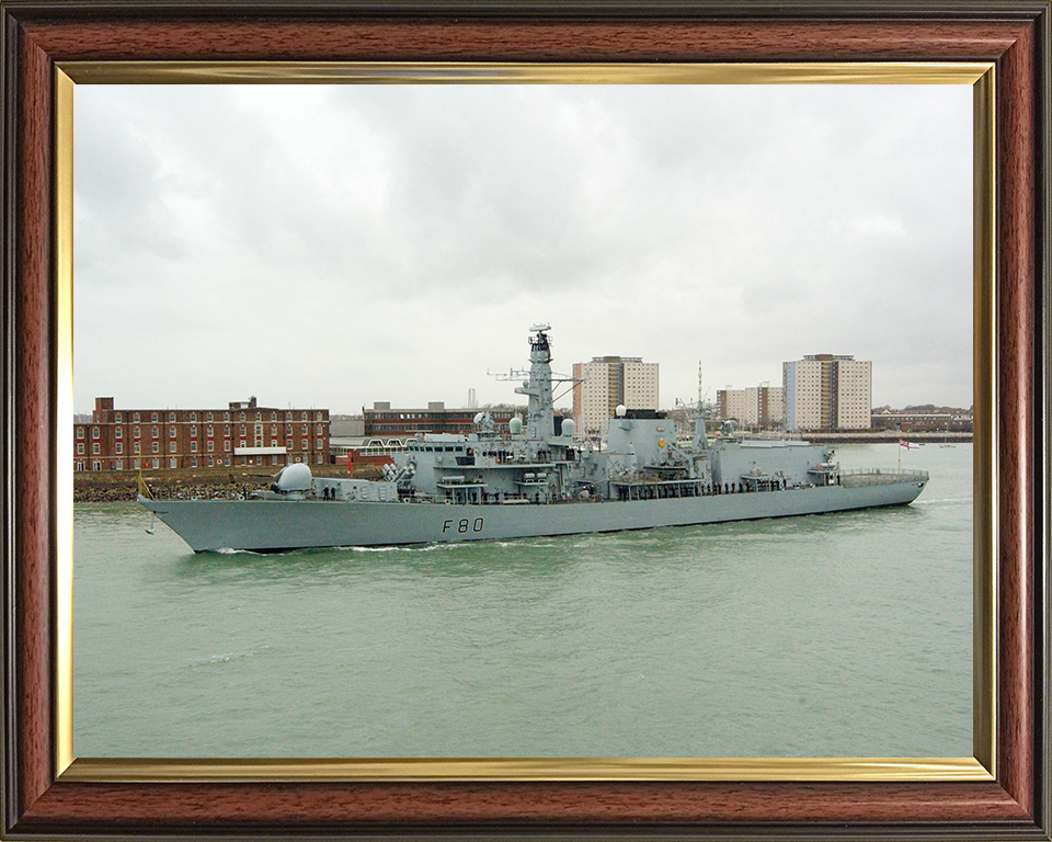HMS Grafton (F80) Royal Navy Type 23 Frigate Leaving Portsmouth 2005 Photo Print Wall Art Decor Posters, Prints, & Visual Artwork Hampshire Prints 10 x 8 Classic Frame No