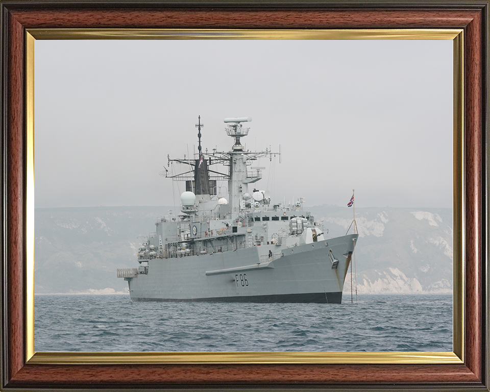 HMS Campbeltown (F86) Royal Navy Type 22 Frigate At Anchor Photo Print Wall Art Decor Posters, Prints, & Visual Artwork Hampshire Prints 10 x 8 Classic Frame No