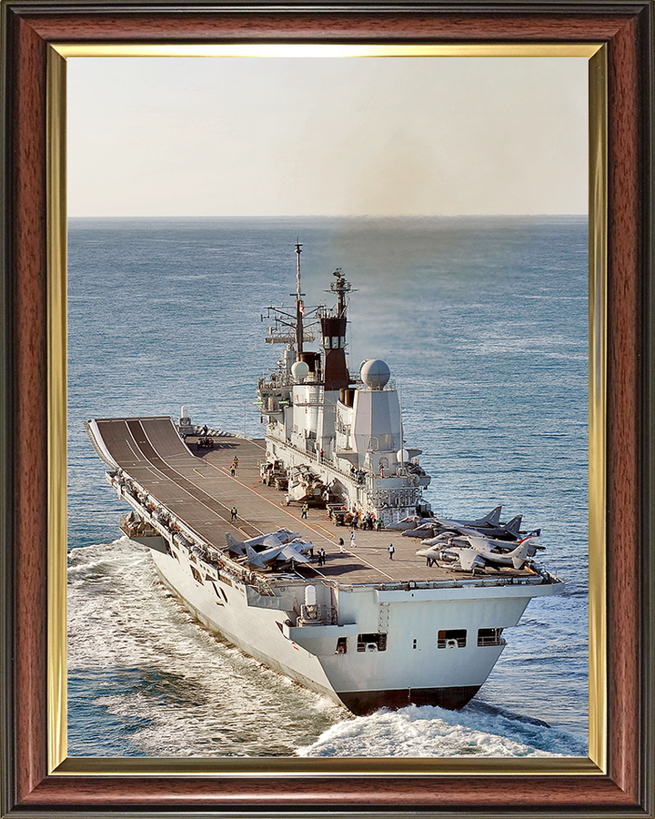 HMS Ark Royal (R07) Royal Navy Invincible Class Aircraft Carrier Stern View 2010 Photo Print Wall Art Decor Posters, Prints, & Visual Artwork Hampshire Prints 10 x 8 Classic Frame No