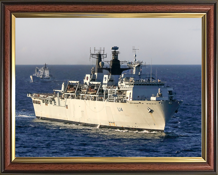 HMS Albion (L14) Royal Navy Albion Class Amphibious Ship Starboard Bow View Photo Print Wall Art Naval Decor Posters, Prints, & Visual Artwork Hampshire Prints 10 x 8 Classic Frame No