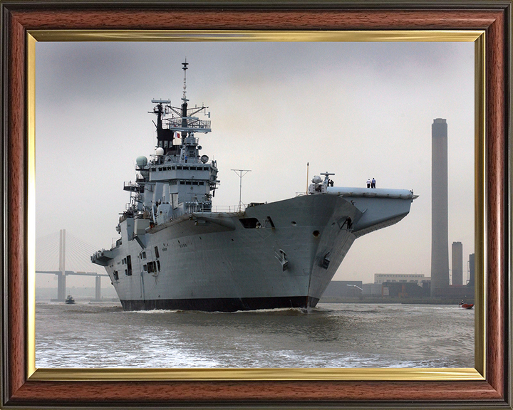 HMS Illustrious (R06) Photo Print - River Thames 2009 - Royal Navy Invincible Class Aircraft Carrier Hampshire Prints 10 x 8 Classic Frame No